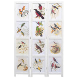 NNEVL 3-Panel Room Divider White 105x165 cm Bird