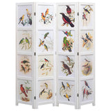 NNEVL 4-Panel Room Divider White 140x165 cm Bird