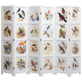 NNEVL 6-Panel Room Divider White 210x165 cm Bird