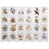 NNEVL 6-Panel Room Divider White 210x165 cm Bird