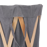 NNEVL Folding Laundry Basket Grey Wood and Fabric