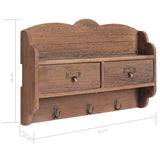NNEVL Wall Mounted Coat Rack Brown 50x10x34 cm Wood