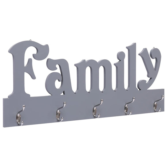 NNEVL Wall Mounted Coat Rack FAMILY Grey 74x29.5 cm
