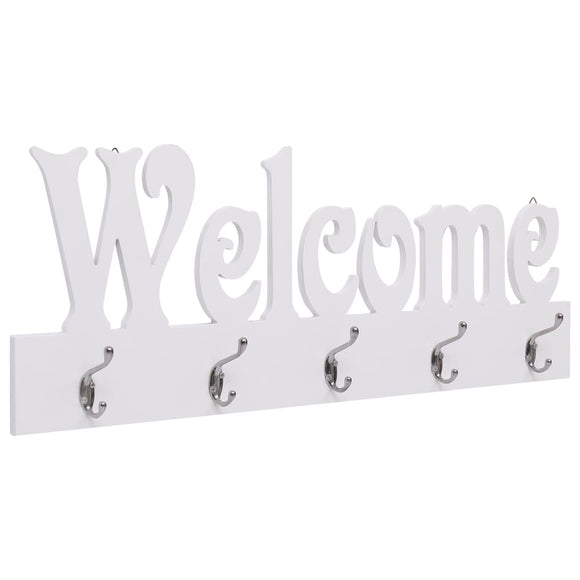 NNEVL Wall Mounted Coat Rack WELCOME White 74x29.5 cm
