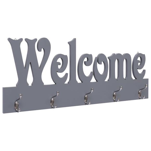 NNEVL Wall Mounted Coat Rack WELCOME Grey 74x29.5 cm