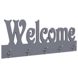 NNEVL Wall Mounted Coat Rack WELCOME Grey 74x29.5 cm