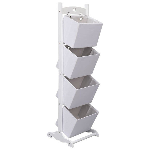 NNEVL 4-Layer Basket Rack White 35x35x125 cm Wood