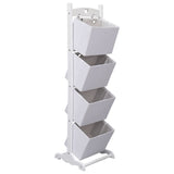 NNEVL 4-Layer Basket Rack White 35x35x125 cm Wood