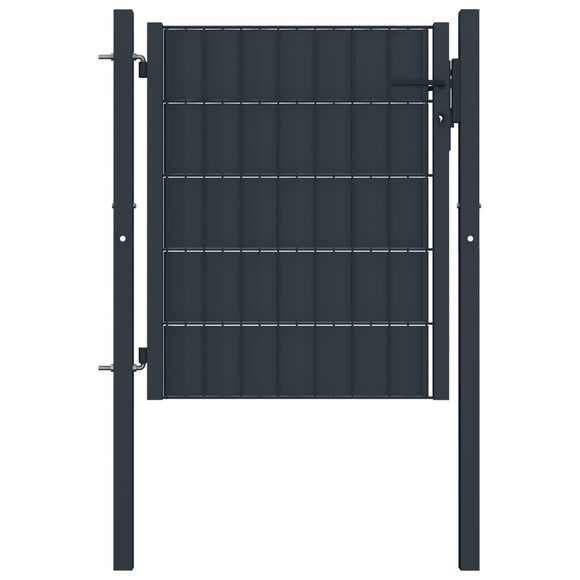 NNEVL Fence Gate PVC and Steel 100x101 cm Anthracite
