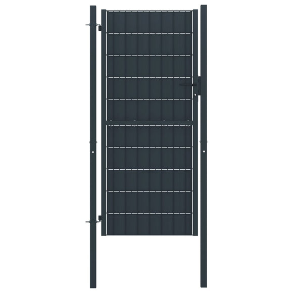 NNEVL Fence Gate PVC and Steel 100x164 cm Anthracite
