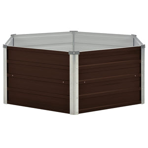 NNEVL Raised Garden Bed Brown 129x129x46 cm Galvanised Steel