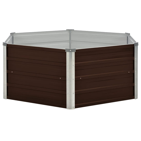NNEVL Raised Garden Bed Brown 129x129x46 cm Galvanised Steel