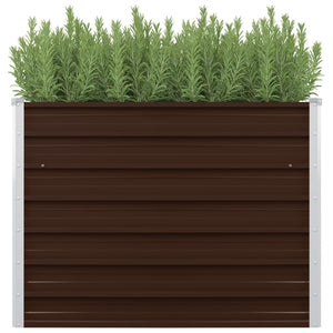 NNEVL Raised Garden Bed Brown 100x100x77 cm Galvanised Steel