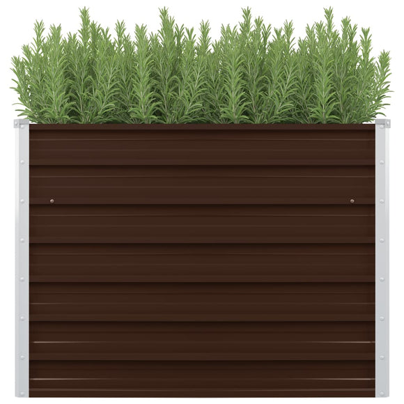 NNEVL Raised Garden Bed Brown 100x100x77 cm Galvanised Steel