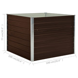 NNEVL Raised Garden Bed Brown 100x100x77 cm Galvanised Steel
