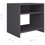 NNEVL Bedside Cabinet Grey 40x30x40 cm Chipboard