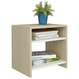 NNEVL Bedside Cabinets 2 pcs White and Sonoma Oak 40x30x40 cm Chipboard