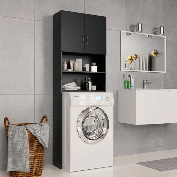 NNEVL Washing Machine Cabinet Black 64x25.5x190 cm Chipboard