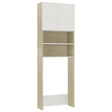 NNEVL Washing Machine Cabinet White and Sonoma Oak 64x25.5x190 cm Chipboard