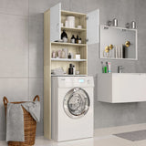NNEVL Washing Machine Cabinet White and Sonoma Oak 64x25.5x190 cm Chipboard