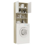 NNEVL Washing Machine Cabinet White and Sonoma Oak 64x25.5x190 cm Chipboard