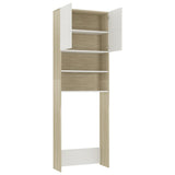 NNEVL Washing Machine Cabinet White and Sonoma Oak 64x25.5x190 cm Chipboard