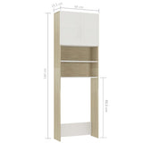 NNEVL Washing Machine Cabinet White and Sonoma Oak 64x25.5x190 cm Chipboard
