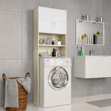 NNEVL Washing Machine Cabinet White and Sonoma Oak 64x25.5x190 cm Chipboard