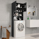 NNEVL Washing Machine Cabinet High Gloss Black 64x25.5x190 cm Chipboard