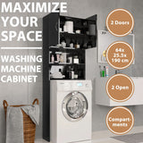 NNEVL Washing Machine Cabinet High Gloss Black 64x25.5x190 cm Chipboard