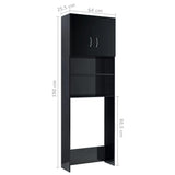 NNEVL Washing Machine Cabinet High Gloss Black 64x25.5x190 cm Chipboard