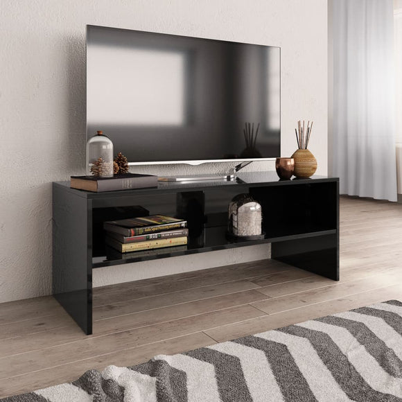 NNEVL TV Cabinet High Gloss Black 100x40x40 cm Chipboard