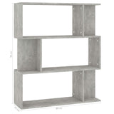 NNEVL Book Cabinet/Room Divider Concrete Grey 80x24x96 cm Engineered Wood