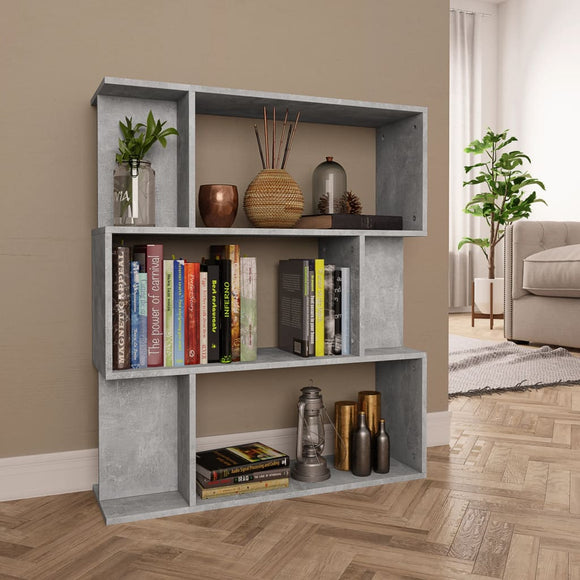 NNEVL Book Cabinet/Room Divider Concrete Grey 80x24x96 cm Engineered Wood
