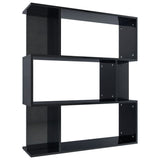 NNEVL Book Cabinet/Room Divider High Gloss Black 80x24x96 cm Chipboard