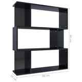 NNEVL Book Cabinet/Room Divider High Gloss Black 80x24x96 cm Chipboard