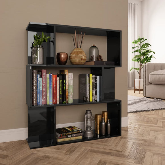 NNEVL Book Cabinet/Room Divider High Gloss Black 80x24x96 cm Chipboard