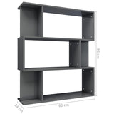 NNEVL Book Cabinet/Room Divider High Gloss Grey 80x24x96 cm Chipboard