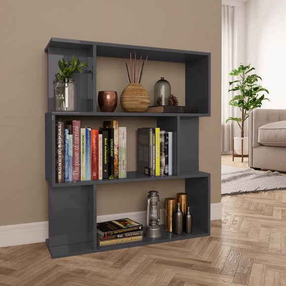 NNEVL Book Cabinet/Room Divider High Gloss Grey 80x24x96 cm Chipboard