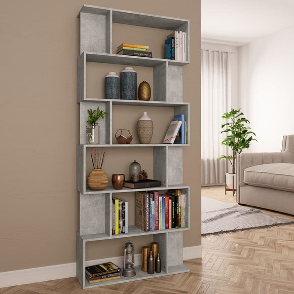 NNEVL Book Cabinet/Room Divider Concrete Grey 80x24x192 cm Chipboard