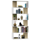 NNEVL Book Cabinet/Room Divider White and Sonoma Oak 80x24x192 cm Engineered Wood