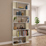 NNEVL Book Cabinet/Room Divider White and Sonoma Oak 80x24x192 cm Engineered Wood
