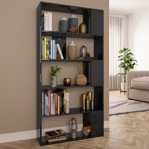 NNEVL Book Cabinet/Room Divider High Gloss Black 80x24x159 cm Chipboard