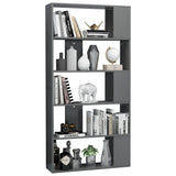 NNEVL Book Cabinet/Room Divider High Gloss Grey 80x24x159 cm Chipboard