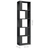 NNEVL Book Cabinet/Room Divider High Gloss Grey 45x24x159 cm Chipboard