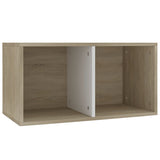 NNEVL Vinyl Storage Box White and Sonoma Oak 71x34x36 cm Chipboard