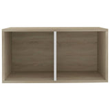 NNEVL Vinyl Storage Box White and Sonoma Oak 71x34x36 cm Chipboard