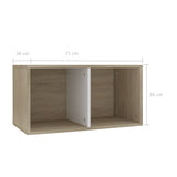 NNEVL Vinyl Storage Box White and Sonoma Oak 71x34x36 cm Chipboard