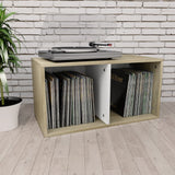 NNEVL Vinyl Storage Box White and Sonoma Oak 71x34x36 cm Chipboard