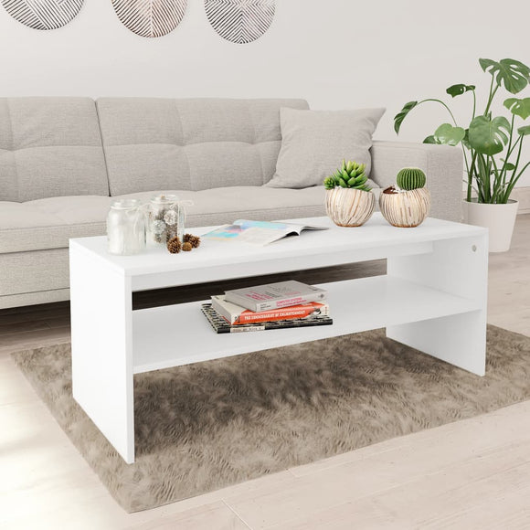 NNEVL Coffee Table White 100x40x40 cm Chipboard